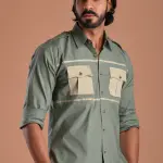 Men's Stylish Basil Green Hunting Shirt | Outdoor Comfort & Adventure